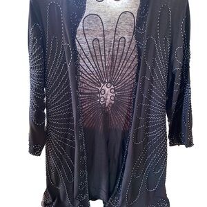 Women's Lauren Michelle Open Cardigan L Brown